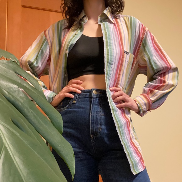 Vintage Faconnable Colorful Striped Button-Down - Picture 7 of 15